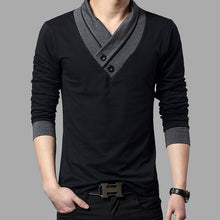 Load image into Gallery viewer, 2020 Fashion Brand Trend Slim Fit Long Sleeve T Shirt Men Patchwork Collar Tee V-Neck Men T-Shirt Cotton T Shirts Plus Size 4XL