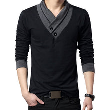 Load image into Gallery viewer, 2020 Fashion Brand Trend Slim Fit Long Sleeve T Shirt Men Patchwork Collar Tee V-Neck Men T-Shirt Cotton T Shirts Plus Size 4XL
